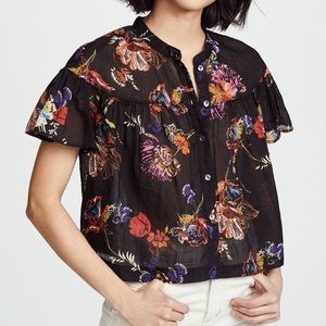Free People Sweet Escape black floral crop blouse